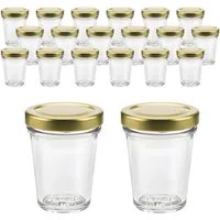 mikken Einmachglas kleine Bechergläser 65 ml mini Gläschen mit Etiketten, (Spar-Set, 20er Set), Sturzform