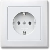 Schutzkontakt-Steckdose Schuko mit voller Abdeckplatte, Unterputz, 16 Ampere, 250 Volt weiß (glänzend), Retail