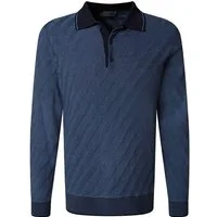 Pierre Cardin Langarm-Poloshirt Strick in Bicolour- Jaquard - Struktur