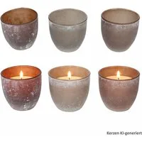 MamboCat Teelichthalter MamboCat Samata 6er Set Teelichthalter Glas Beige Braun Grau Windlicht