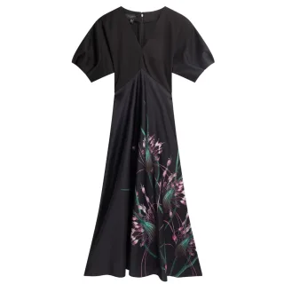 Ted Baker Sado Bedrucktes Ponte-satin-kleid In Schwarz