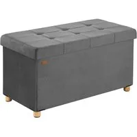 Casaria Sitzbank, Samt Anthrazit Faltbar mit Holzfüßen 76x38cm 300kg Belastbarkeit Flur