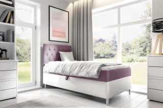 Boxspringbett Gästebett Kinderbett FINJA Nr.1 90x200cm Weiss-Rosa