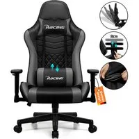 Hiazurm Gaming-Stuhl Gaming Stuhl, Bürostuhl Ergonomisch, Gaming Chair (Ergonomischer Gamer Stuhl mit Wippfunktion, bis 150 kg Belastbarkeit), Gaming Stuhl Bürostuhl mit Verstellbare Armlehnen, Kopfstütze