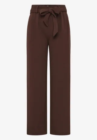 zero - Stoffhose mit hohem Bund und Bindegürtel braun - Gr. - 44