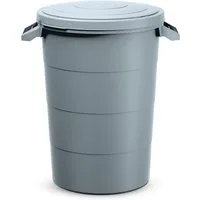 Spetebo Regentonne Regentonne 80 Liter mit Deckel - grau, 80.00 l, (Packung, 1-tlg., mit Tragegriffen), Universal Kunststoff Garten Tonne