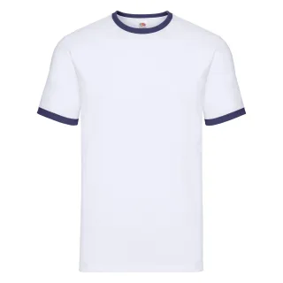 Fruit of the Loom - "Ringer 160" T-Shirt für Herren (Weiß/Marineblau)