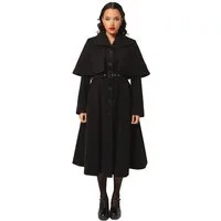 Hell Bunny Langmantel Ingrid Coat Übergangsmantel mit Cape Umhang Vintage Retro Gürtel