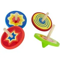 GICO Lernspielzeug GICO- Holzkreisel Set – 4 Kreisel als Mitgebsel für Kinder - 6468