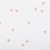 SCHÖNER LEBEN. Stoff Musselin Stoff Meterware SMALL HEARTS Herzchen weiß altrosa 135cm, atmungsaktiv