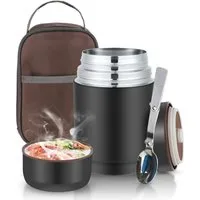 SURFOU Thermobehälter Thermobehälter Für Essen 800ML, Thermobecher Wärmebehälter, Thermobox, Edelstahl, (Lebensmittelechter Edelstahl Warmhaltebehälter Speisegefäß für Essen,BPA frei, PVC frei, 800ml, Thermoskanne Essen Auslaufsicher für Suppe, Brei,