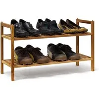 relaxdays Schuhregal Walnuss stapelbar