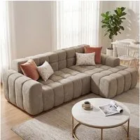 STILVORA Schlafsofa 3-Sitzer Sofa mit Fußhocker Ecksofa Chaiselongue für Büro & Wohnzimmer, Cloud-Kombinationssofa mit L-Liegestühlen und tiefen Sitzplätzen, Modulares Sofa Hochelastischer Schwamm, Bequeme Algenvelours-stoff