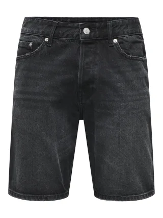 ONLY&SONS - ONSEDGE BLACK 2047 TAI DNM SHORTS NOOS Black Denim - Gr. - L