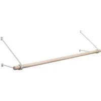 SO-TECH® Wandgarderobe 260 x 250 mm mit Ø 30 mm Kleiderstange aus Holz (Spar-Set, 1 St), Weiß lackiert mit 50 cm Garderobenstange aus Buche