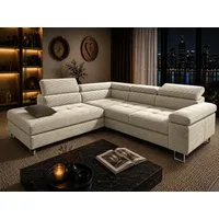 Goldstoff Ecksofa mit Schlaffunktion, Cord Couch für Wohnzimmer - Cord Ecksofa, Cord Sofa VOYAGE 2 Teile, Großer Bettkasten