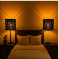 GLOBO LIGHTING Tischleuchte, Leuchtmittel nicht inklusive, 2er Set Tisch Lampen schwarz Wohn Schlaf Zimmer Beleuchtung Lese