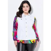 Angel of Style Steppweste Jeansweste offene Kanten gerundeter Saum