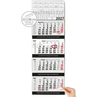 TOBJA Wandkalender 4 Monatskalender 2027 Block 33x96 Zitate Metallöse FSC DE/EN/FR/ES, Block-Format, Zitate Franklin/Kafka, 33x96 cm, Metallöse, 4-sprachig