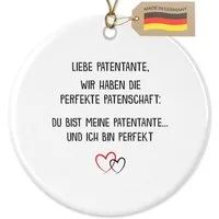 22Feels Weihnachtsbaumkugel Weihnachtsdeko Patentante Geschenk Patin Taufpatin Frauen Anhänger, MADE IN GERMANY, KERAMIK