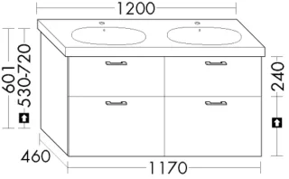 Burgbad Waschtischunterschrank System 30 Preisgruppe 4 Sana 601x1170x460 Trend- oder RAL-Farbe WYJR117F5348