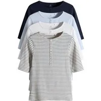 The Set Henleyshirt The Set Henley-T-Shirts mit halben Ärmeln, 4er-Set (4-tlg)