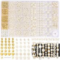 CLTYQ Ketten und Armband Set 1860 Stück DIY Perlen Set für Armbänder - Edelstein Perlen (Kreatives Schmuckset für Kinder, Mädchen (Halskette, Ohrringe), Perlen für Armbänder, Armbänder Selber Machen kinder für DIY