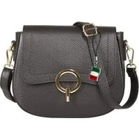 FLORENCE Umhängetasche Florence Damen Umhängetasche Satteltasche (Umhängetasche), Damen Umhängetasche Leder, schwarz ca. 23cm x ca. 20cm hoch