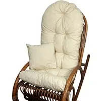 Rattani Polsterauflage Polster für Schaukelstuhl Liegestuhl 130x50x10 cm + Zierkissen 40x40, (Set Schaukelstuhlkissen + Zierkissen), Stoff Uni Living beige