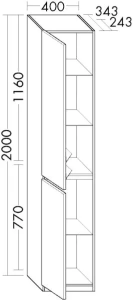 Burgbad Hochschrank Lin20 Melamin 2000x400x245 Kieselgrau Matt, HSPM040RF6798 HSPM040RF6798