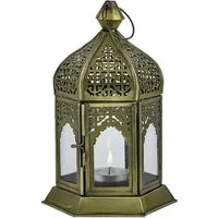 Marrakesch Orient & Mediterran Interior Kerzenlaterne Orientalische Laterne Khatija Deko aus Metall und Glas in Klar 20 cm (1 St), Metall und Glas