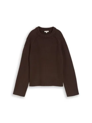 Tom Tailor - Loose Fit Strickpullover mit Raglanärmeln java dark brown - Gr. - L