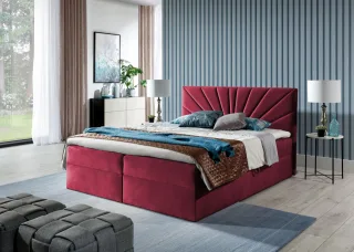Boxspringbett Schlafzimmerbett CARERRA 200x200cm Weinrot