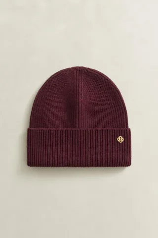 GANT - Gerippte Beanie aus Wolle DARKENED WINE - Gr. - OS