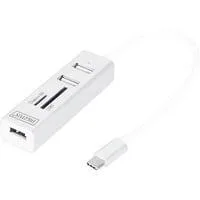 USB Typ-C OTG 3-Port Hub + Kartenleser, USB-Hub weiß