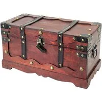 HMF Schatzkiste Schatztruhe aus Holz, große Schatzkiste mit (1 St), dekorativem Schloss für Kindergeburtstag, 40 x 19 x 22 cm, Frankreich