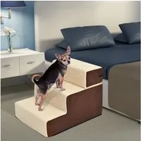 PawHut Haustiertreppe 3 Stufen Hundetreppe Katzentreppe (Haustierleiter, 1-St., Tiertreppe), Beige 54 x 40 x 39 cm
