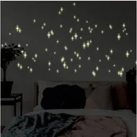K&L Wall Art Wandtattoo Leuchtsterne Sternenhimmel Gelb 40x30cm selbstklebend, Kinderzimmer Leuchtbild