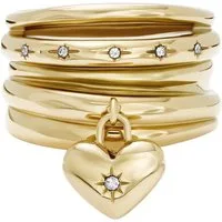 Fossil Fingerring Schmuck Geschenk Edelstahl Ring SADIE, mit Glasstein