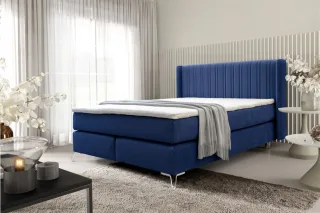 Boxspringbett Schlafzimmerbett AGNUS 140x200cm in Stoff Salvador Blau