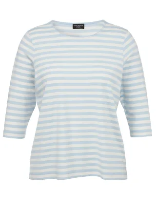 VIA APPIA DUE - T-Shirt Rundhals 3/4 Arm Ringel eisblau/ecru - Gr. - 44