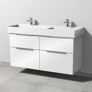 Sanipa 3way Waschtischunterbau zu Duravit Dura Square Waschtisch mit 4 Auszügen, Weiß-Glanz UF42278