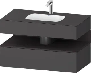 Duravit Qatego Einbauwaschtisch mit Konsolenwaschtischunterbau Graphit Matt 1000x550x600 mm - QA4786 QA4786080490010