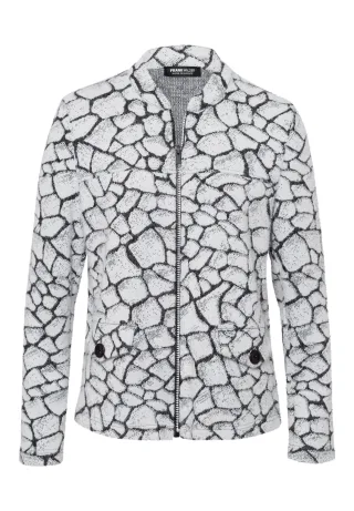 FRANK WALDER - Strickjacke NOS in modernem Fancy-Strick anthrazit/ecru - Gr. - 44