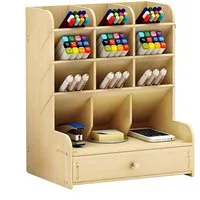 TUWENA Aufbewahrungsdose Stifthalter Aufbewahrungsbox aus Holz mit Schublade, Multifunktionaler Schreibtisch Organizer für Zuhause, Büro und Schule