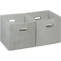 relaxdays Aufbewahrungsbox 4 x Aufbewahrungsbox Stoff grau