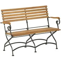 Dehner Gartenbank Klappbank Tegernsee 2-Sitzer ca. 124 x 88 x 57 cm, Gartenbank für Balkon oder Hauseingang, nostalgisch romantisch