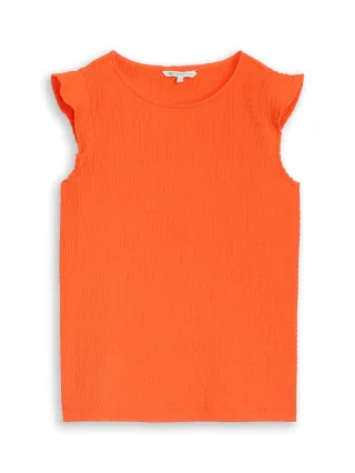 Denim Tom Tailor - Loose Fit Crinkle Top mit Volants fiery orange - Gr. - L