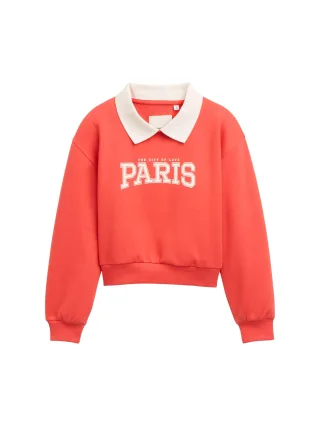 tom tailor kids - Cropped Sweatshirt mit Kragen plain red - Gr. - 152
