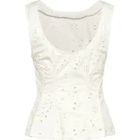 Gina Tricot Spitzentop - Ärmellose Bluse - Broderie Top mit Schößchen - Damen Top